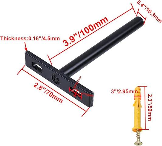 Floating Shelf Brackets 4-inch Heavy Duty Hidden Brackets Black Invisible Shelf Support for Floating Wood Shelves - 4pcs