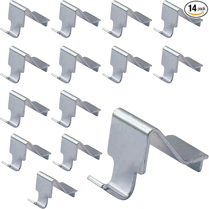 Metal Shelf Clips 14 Pcs, Silver Pilaster Shelf Brackets for Standard Pilasters, Universal Shelf Support Bracket for Metal or Wood Cabinets, Bookcases
