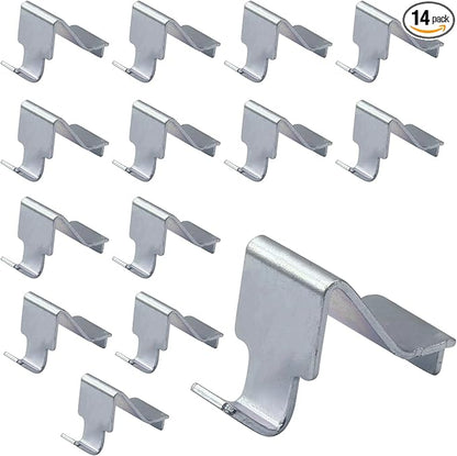 Metal Shelf Clips 14 Pcs, Silver Pilaster Shelf Brackets for Standard Pilasters, Universal Shelf Support Bracket for Metal or Wood Cabinets, Bookcases
