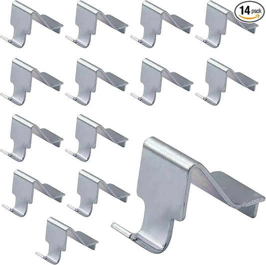 Metal Shelf Clips 14 Pcs, Silver Pilaster Shelf Brackets for Standard Pilasters, Universal Shelf Support Bracket for Metal or Wood Cabinets, Bookcases