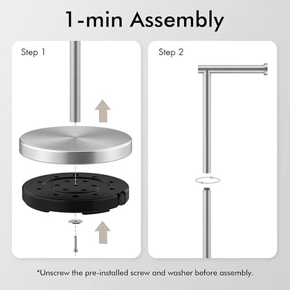 KES Toilet Paper Holder Stand SUS 304 Stainless Steel Rustproof Pedestal Lavatory Tissue Roll Holder Floor Stand Modern Brushed Nickel Finish, BPH283S1-2