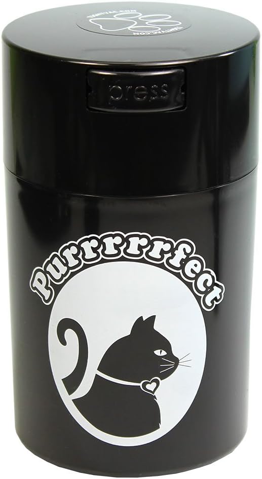 Tightpac America, Inc. Pawvac 6 Ounce Vacuum Sealed Pet Food Storage Container; Black Cap & Body/White Cat