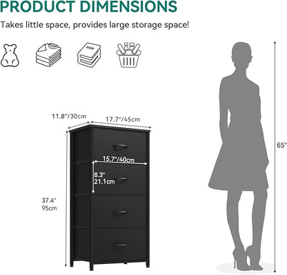 YITAHOME Storage Tower with 4 Drawers - Fabric Dresser, Organizer Unit for Bedroom, Living Room, Closets - Sturdy Steel Frame, Easy Pull Fabric Bins & Wooden Top