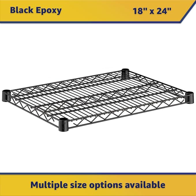 2-Pack Black 18" x 24" Additional Wire Shelf for Shelving Units, Replacement Shelves for Wire Rack