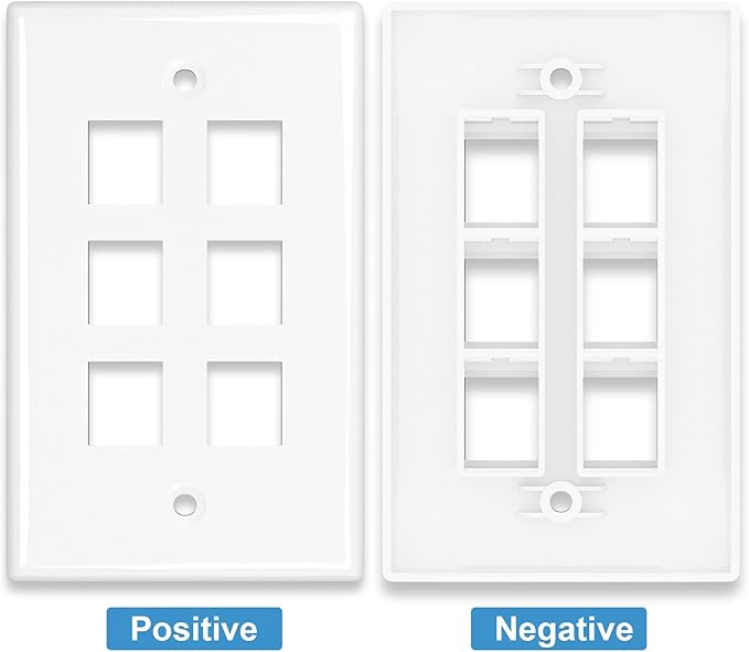 Iwillink 10Gbps Ethernet Wall Plate CAT6A, 6-Port Keystone Wall Plate and Jack Outlet, RJ45 Wall Plates with Single Gang Low Voltage Mounting Bracket - 1 Pack