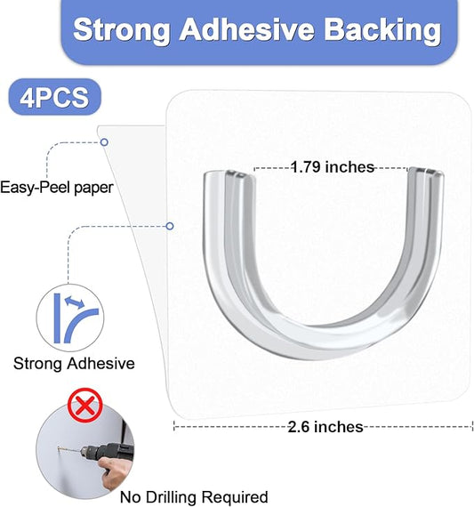 4 Pack Shower Rod Holder with Strong Adhesive, No Drilling Shower Curtain Rod Holder for Wall, Shower Rod Holders for Wall (Rod not Included)