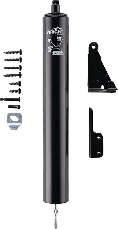 Wright Products Heavy-Duty Pneumatic Storm Door Closer – Durable, Adjustable, Quiet-Closing with Hold-Open Feature (Transitional, Black)