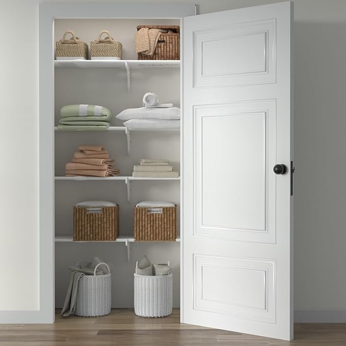 EZ Shelf - Expandable Linen Closet Shelves - 4 Pack of 28 to 48" Expandable Linen Shelves - White - Strong, Holds 100lbs/shelf - Easy to Install to 2 Side Walls- Wire Shelving Alternative