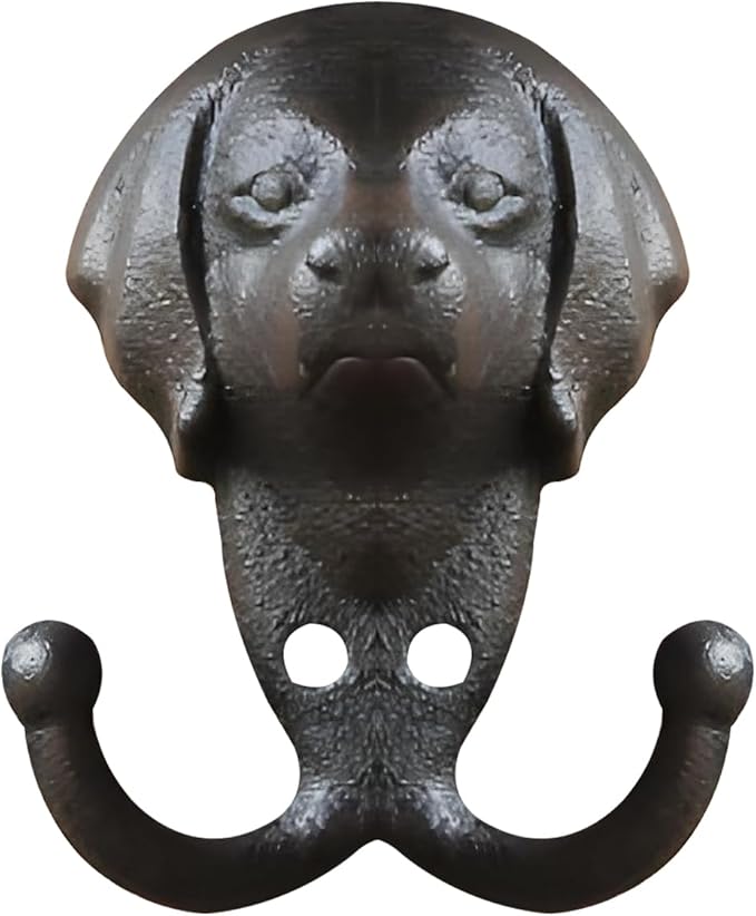 1 Pack Dog Leash Holder for Wall, Dog Coat Hooks, Animal Head Hooks（Dog's Head）