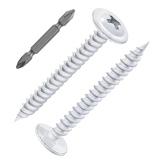 Wensilon(200 pcs)#8×1-1/4" Phillips Truss Head Wood Screws White Iron Quick Metal Self Tapping