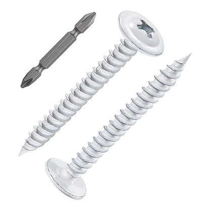 Wensilon(150 pcs)#8×1-1/2" Phillips Truss Head Wood Screws White Iron Quick Metal Self Tapping