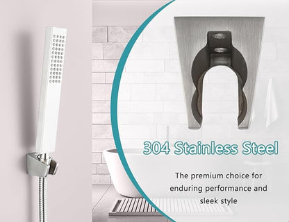 Dual Slot Handheld Shower Head Holder, Secure Screw-in Wall Mount Bracket, 304 Stainless Steel Shower Wand Holder(2 Pcs)