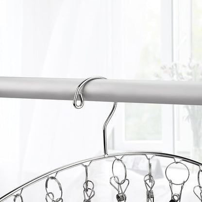 Toplife Clothes Hanger with 10 Clips, Stainless Steel, Windproof, for Drying Socks, Bras, Underwears, Baby Clothes, Hats, Scarfs, Towels, Pants and Gloves, Set of 4 (Indoors)
