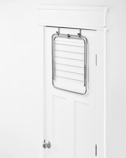 Whitmor Over The Door Drying Rack, 6 Rod Foldable Clothes Drying Rack, Holds 20 lbs, Heavy Duty Towel Rack for Laundry Room, Bathroom, Bedroom, 20" L x 16.14" W x 22" H, Grey