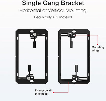 FGB 50 Pack Low Voltage Mounting Bracket, 1 Gang Low Voltage Box Brackets for Single Gang Wall Plate, Telephone Wires, Network Cables, HDMI, Coaxial, Speaker Cables, Black