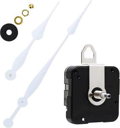 TIKROUND Youngtown 12888 High Torque Long Shaft Clock Movement Mechanism with 12 Inch Long Spade Hands (White 1 Set)
