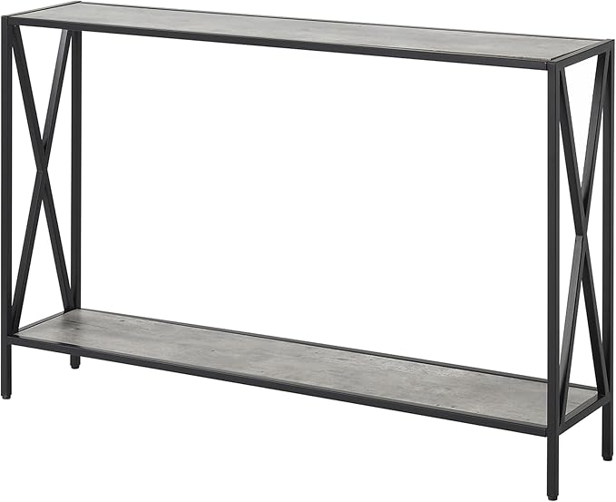 Convenience Concepts Tucson Console Table 47.25" - Modern Sofa Table with Storage Shelf, Entryway Hall Table for Living Room, Faux Birch/Black