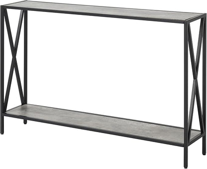 Convenience Concepts Tucson Console Table 47.25" - Modern Sofa Table with Storage Shelf, Entryway Hall Table for Living Room, Faux Birch/Black