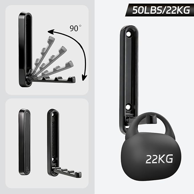 2 Pcs Extended Folding Coat Hooks Wall Mounted, 4.33 in Black Foldable Wall Hooks Heavy Duty Valet RV Hooks Bathroom Towel Hooks Robe Hooks for Hanging Towels Clothes Coat Hat Bags