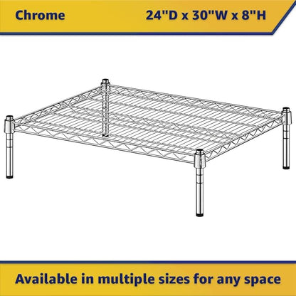 24" x 30" x 8" Chrome Wire Storage Shelf, Dunnage Rack, Commercial 1 Tier Small Shelf