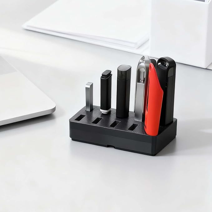 JBOS 10-Slot USB Flash Drive Holder Stand, Desktop Organizer Rack for Memory Sticks, Jump Drives & Electronic Accessories, Office Desk Storage, Black