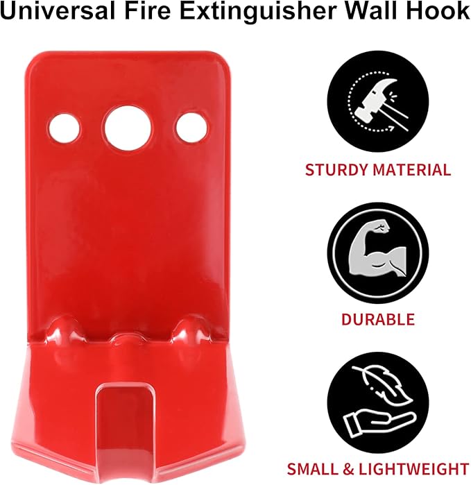 Huazu Fire Extinguisher Mount - 4 Pack Wall Hooks for 5 to 40 Lb Extinguishers, Universal Bracket with Expansion Screws