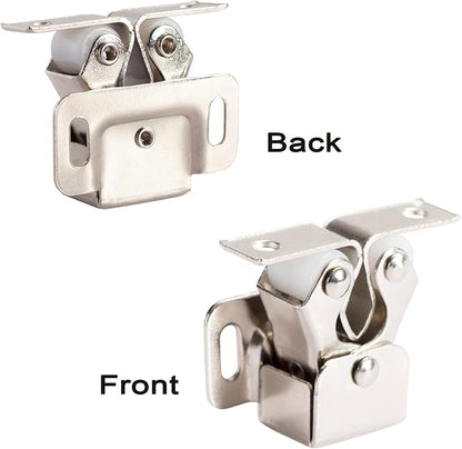 8 PCS Cabinet Latch Double Roller Catch Hardware for Cupboard Closet Cabinet Door Latches and Catches, Nickel
