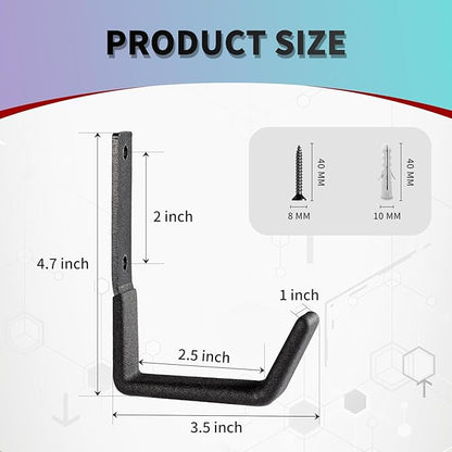 Heavy Duty Steel Hooks - Garage & Garden Tool Organizer, Wall Mount Hooks, Hose Hanger (12, Small)