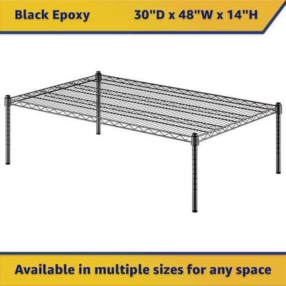 30" x 48" x 14" Black Epoxy Wire Storage Shelf, Dunnage Rack, Commercial 1 Tier Small Shelf