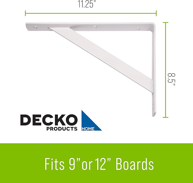 Decko Products 49137-10 Heavy-Duty Shelf Bracket, 8.5-Inch X 11.25-Inch, 10-Pack, White