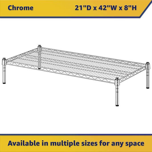 21" x 42" x 8" Chrome Wire Storage Shelf, Dunnage Rack, Commercial 1 Tier Small Shelf