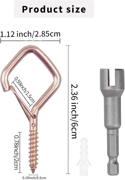 100 PCS Rose Gold Eye Screw Hooks for Hanging Heavy Duty with Safety Buckle.Metal Ceiling Hooks for Hanging Plants Cup Wind Chime Bird Feeders Patio Lights at Indoor&Outdoor