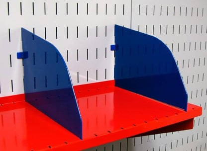 Wall Control Pegboard Shelf Divider for 9in Deep Pegboard Shelf Assembly for use Pegboard and Slotted Tool Board – Blue (Pack of 2)