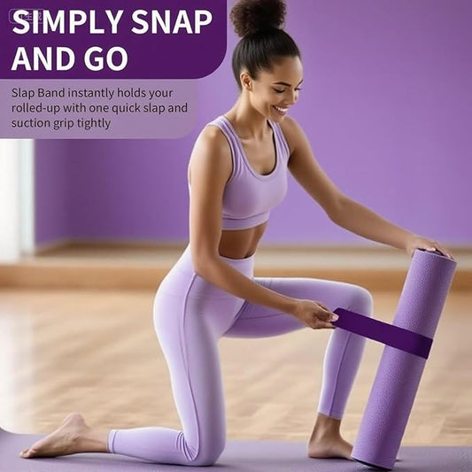 25" Yoga Mat Strap | Slap Band Holder for Carrying and Storage Mats | Rolled Scrunchie Yoga Essential Accessory