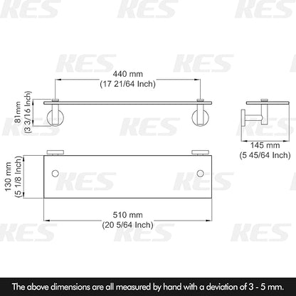 KES Glass Shelf for Bathroom, Floating Glass Shelves for Wall, 20 Inch Tempered Glass Shelf 2 Pack with Rustproof Stainless Steel Brackets Wall Mounted Brushed Finish, A2021-2-P2