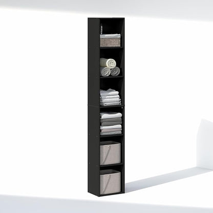 Furinno Cubicle 6-Tier Closet Organizers and Storage, Closet Organizer, Open Shelf Closet Storage, for Wardrobe, Bedroom, Living Room, Blackwood