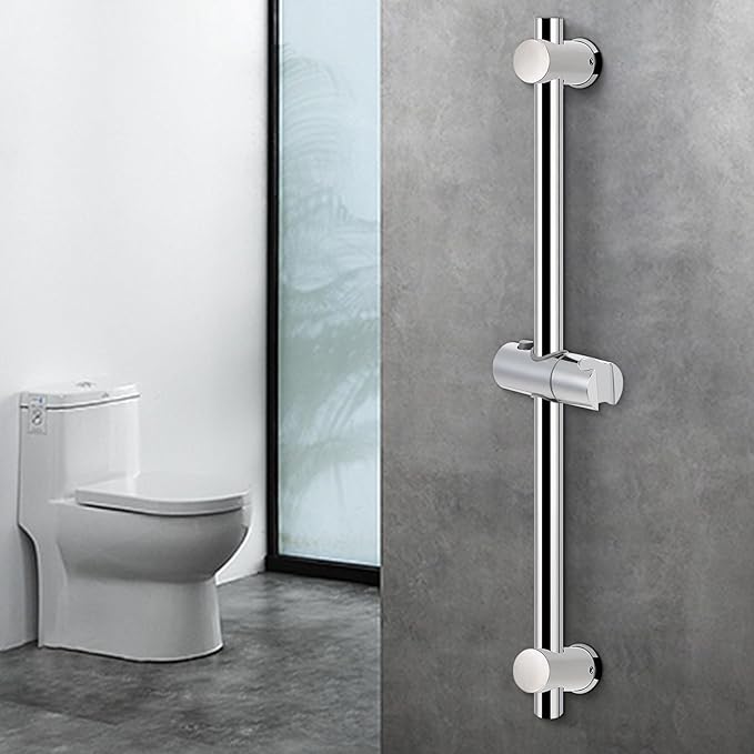 NearMoon Shower Slide Bar with Height/Angle Adjustable Handheld Shower Holder, Bathroom SUS 304 Stainless Steel Shower Head Holder for Bath (Screw Mounted, Chrome Finish)
