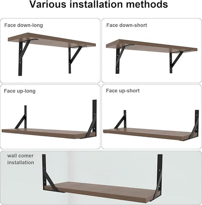SOGAL 8 inches x 10 inches Heavy Duty Shelf Brackets,Black Shelf Bracket,Shelf Support Angle Brackets for Shelves, L Brackets Floating Shelf Brackets 4Pack