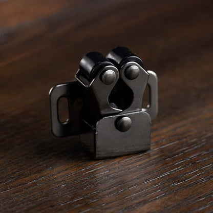 8 PCS Cabinet Latch Double Roller Catch Hardware for Cupboard Closet Cabinet Door Latches and Catches, Black Nickel