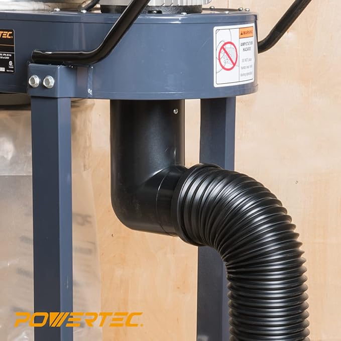 POWERTEC 4'' x 36" Dust Collection Hose, Flexible 4 Inch Dust Collector Hose for Table Saw, Drill Press, Woodworking and Wood Shop Dust Collection System (70128V)
