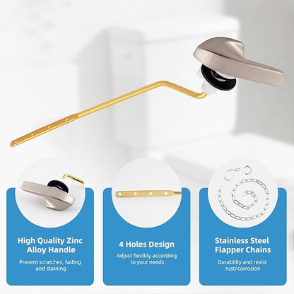 iFealClear Universal Toilet Handle Replacement Kit, Side/Angle Mount Toilet Flush Handle Compatible with Kohler K-GP30324-CP/TOTO/American Standard, Stainless Steel Flapper Chain, Brushed Nickel