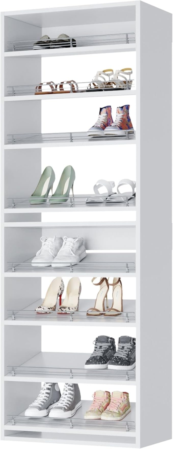 MC Modular Closets Closet Shelves Tower - Modular Closet System with 8 Slanted Shoe Shelves - Corner Closet System - White, 19.5 Inches Wide