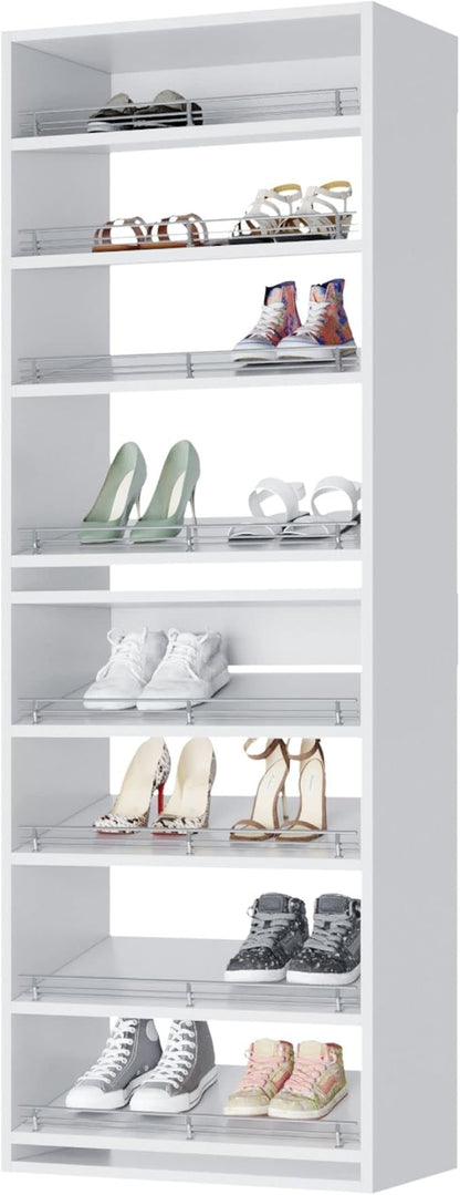 Closet Shelves Tower - Modular Closet System with Shoe Shelves (8) - Corner Closet System - Closet Organizers and Storage Shelves (White, 25.5 inches Wide) Closet Shelving
