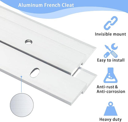 36 '' French Cleat Heavy Duty, French Cleat Hanger - Heavy Duty Aluminum Z Hanger for Hanging Picture, Mirror, Shelf, Headboard, Panel or Whiteboard ( 2 Pairs, Supports 210 lbs )