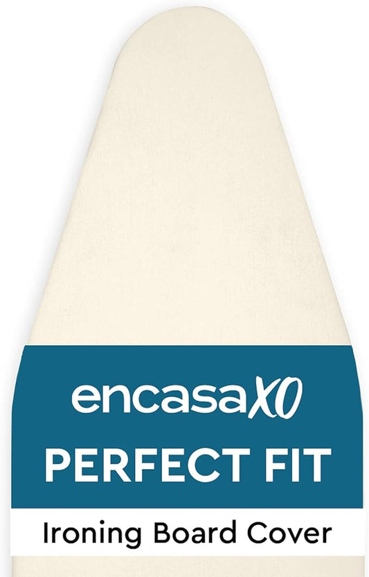 Encasa XO Ironing Board Cover and Pad 42"x14" - 4mm Felt Medium Iron Board Cover with Padding - Heat Resistant, Stain-Safe Dye, Non Slip Elastic Bungee Cord Tightening Iron Table Cover Natural