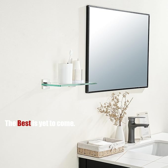 JQK Bathroom Glass Shelf Chrome, Tempered Glass Shower Storage 12 by 5 inches, 304 Stainless Steel Polished Chrome Wall Mount, TGS201L12-CH