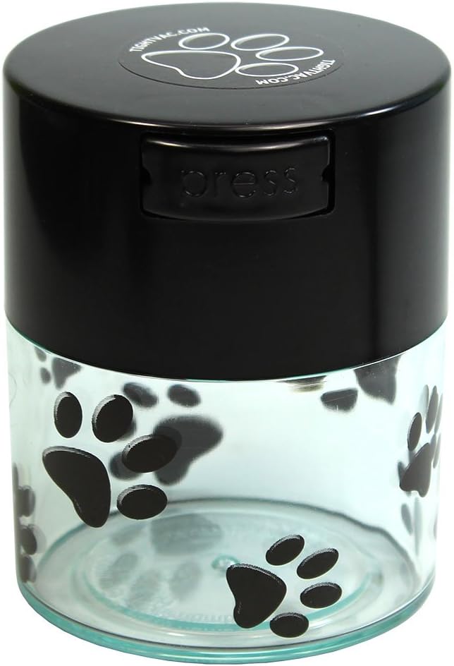 Tightpac America Pawvac 3 Ounce Vacuum Sealed Pet Food Storage Container; Black Cap & Clear Body/Black Paws, tv2