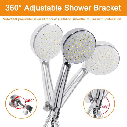 Shower Head Holder All Metal Handheld Shower Wand Bracket Adjustable Handheld Shower Head Holder Wall Mount Shower Wand Bracket for Bathroom,Brushed Stainless Steel