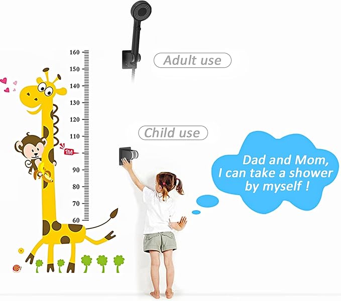 KAIYING Self Adhesive Handheld Shower Head Holder, Adjustable Angle RV & Bathroom Wand Holder, Universal ABS Black Shower Bracket