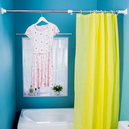 BAOYOUNI Expandable Shower Curtain Rod Straight Clothes Drying Rod Rail Adjustable Heavy Duty Closet Hanging Bar for Bathroom Wardrobe Kitchen Balcony (Ivory, 90-125 Inches)